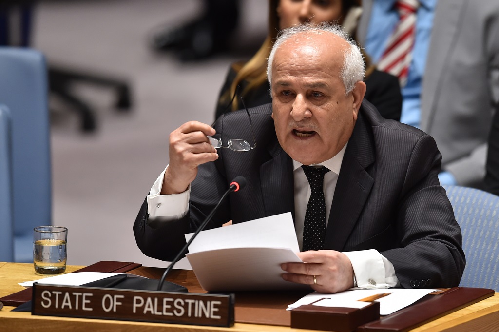 المندوب الدائم لدولة فلسطين لدى الأمم المتحدة رياض منصور (أرشيف: أ ف ب)