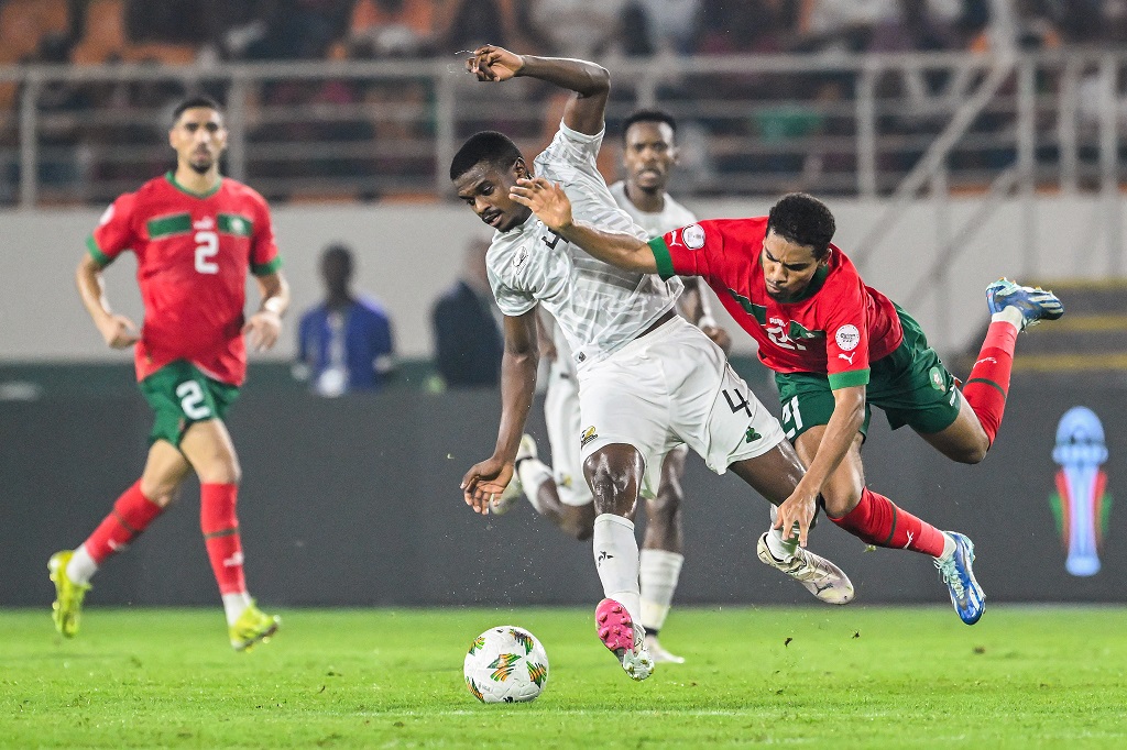 جانب من مباراة المغرب وجنوب إفريقيا (أ ف ب)